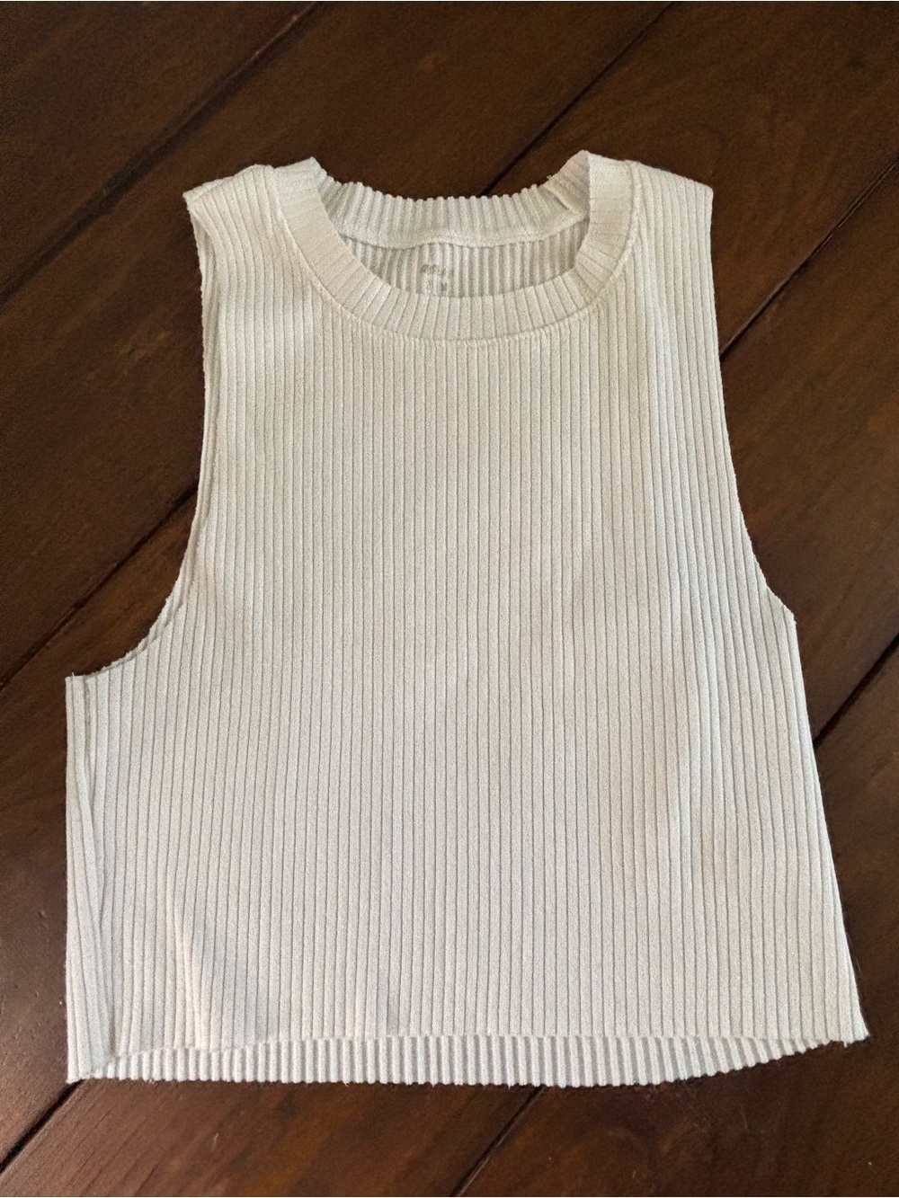 Aerie White Ribbed High Neck Cropped Tank Top SZ M Athleisure - Picture 2 of 5